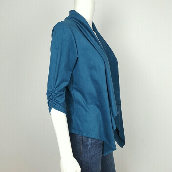 WOMEN'S BLUE BLAZER / CARDIGAN WATER FALL - Picture 4 of 4